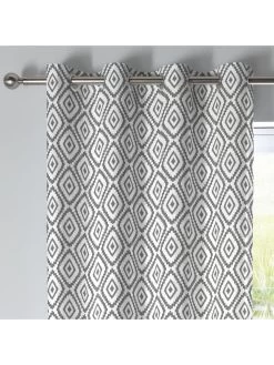 Fusion Navaho Lined Eyelet Curtains -Home Comprehensive RUELR SQ3 0000000071 CHARCOAL SLd1