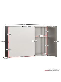Bath Vida Tiano Stainless Steel Mirrored Triple Cabinet -Home Comprehensive RVJ6H SQ7 0000000035 SILVER DGy