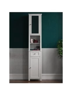 Bath Vida Priano 2 Door Tall Cabinet With Mirror -Home Comprehensive RVJ6M SQ3 0000000013 WHITE SLa