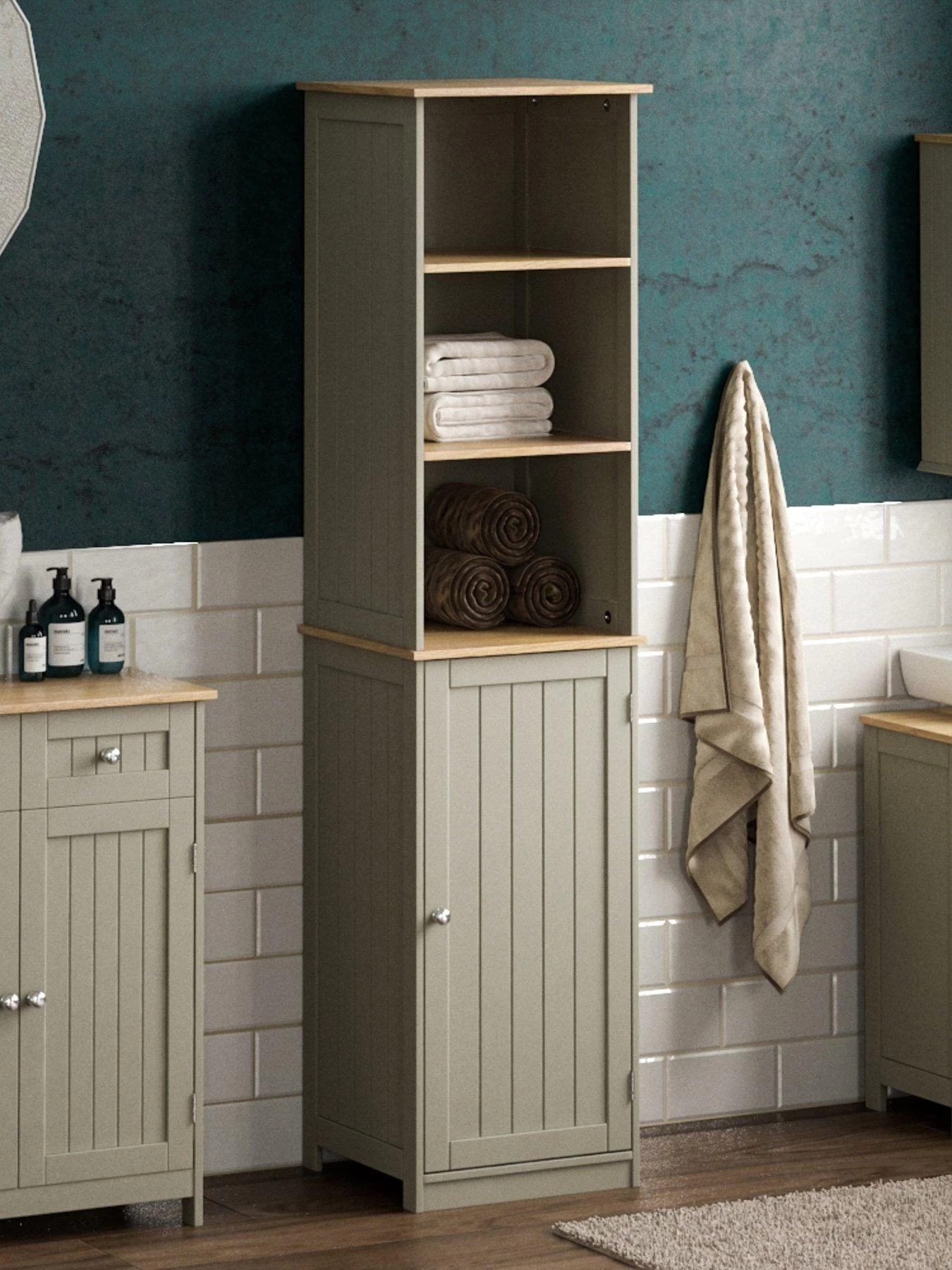 Bath Vida Priano 1 Door, 2 Shelf Tall Cabinet 3 Bath Vida Priano 1 Door, 2 Shelf Tall Cabinet