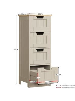 Bath Vida Priano 4 Drawer Freestanding Unit 13 Bath Vida Priano 4 Drawer Freestanding Unit -Home Comprehensive RVJ6W SQ7 0000000005 GREY DGy