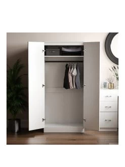 Vida Designs Riano 2 Door Wardrobe - White -Home Comprehensive RVKDY SQ3 0000000013 WHITE SLa