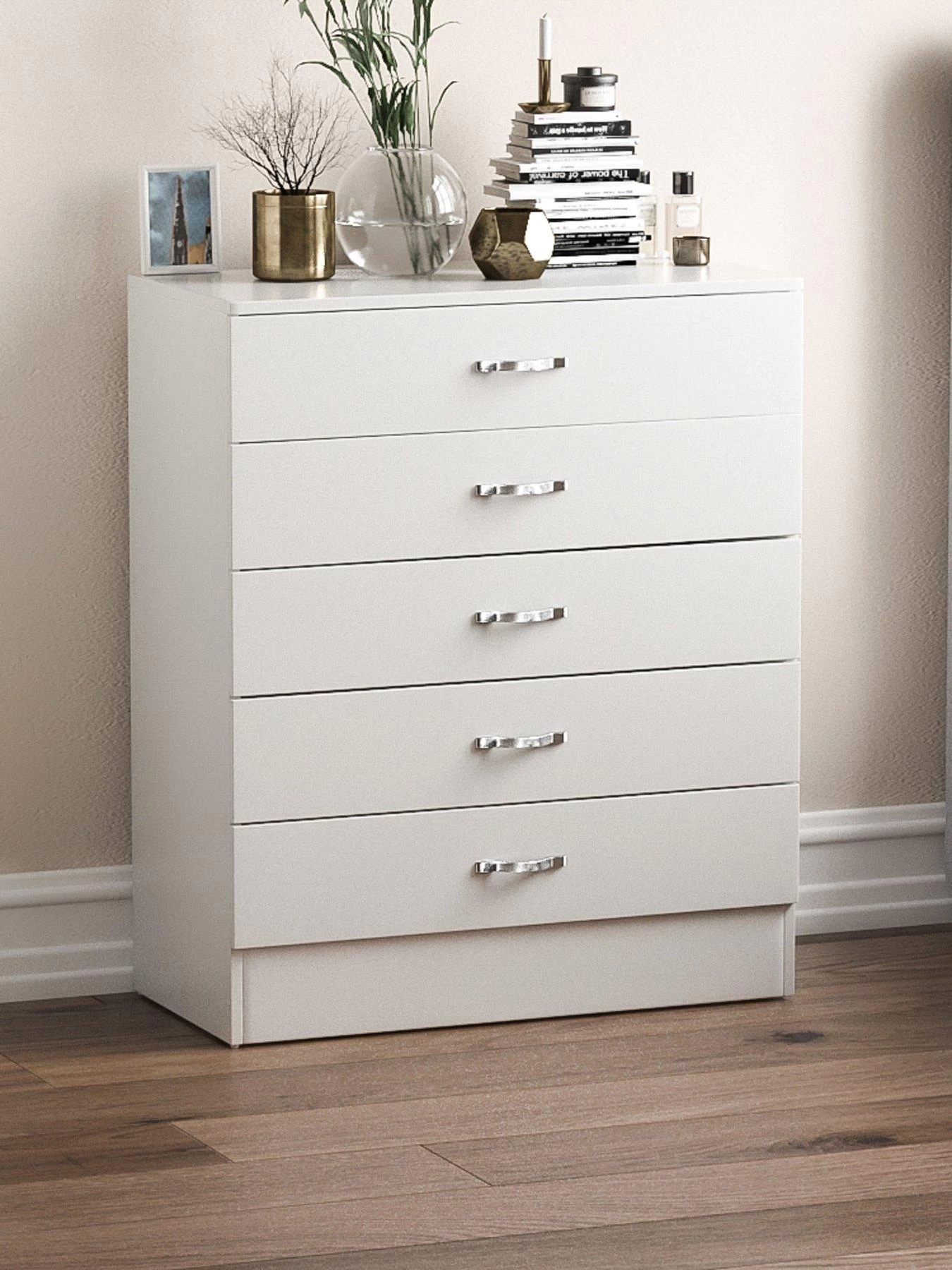 Vida Designs Hulio 5 Drawer Compact Chest - White 3 Vida Designs Hulio 5 Drawer Compact Chest - White