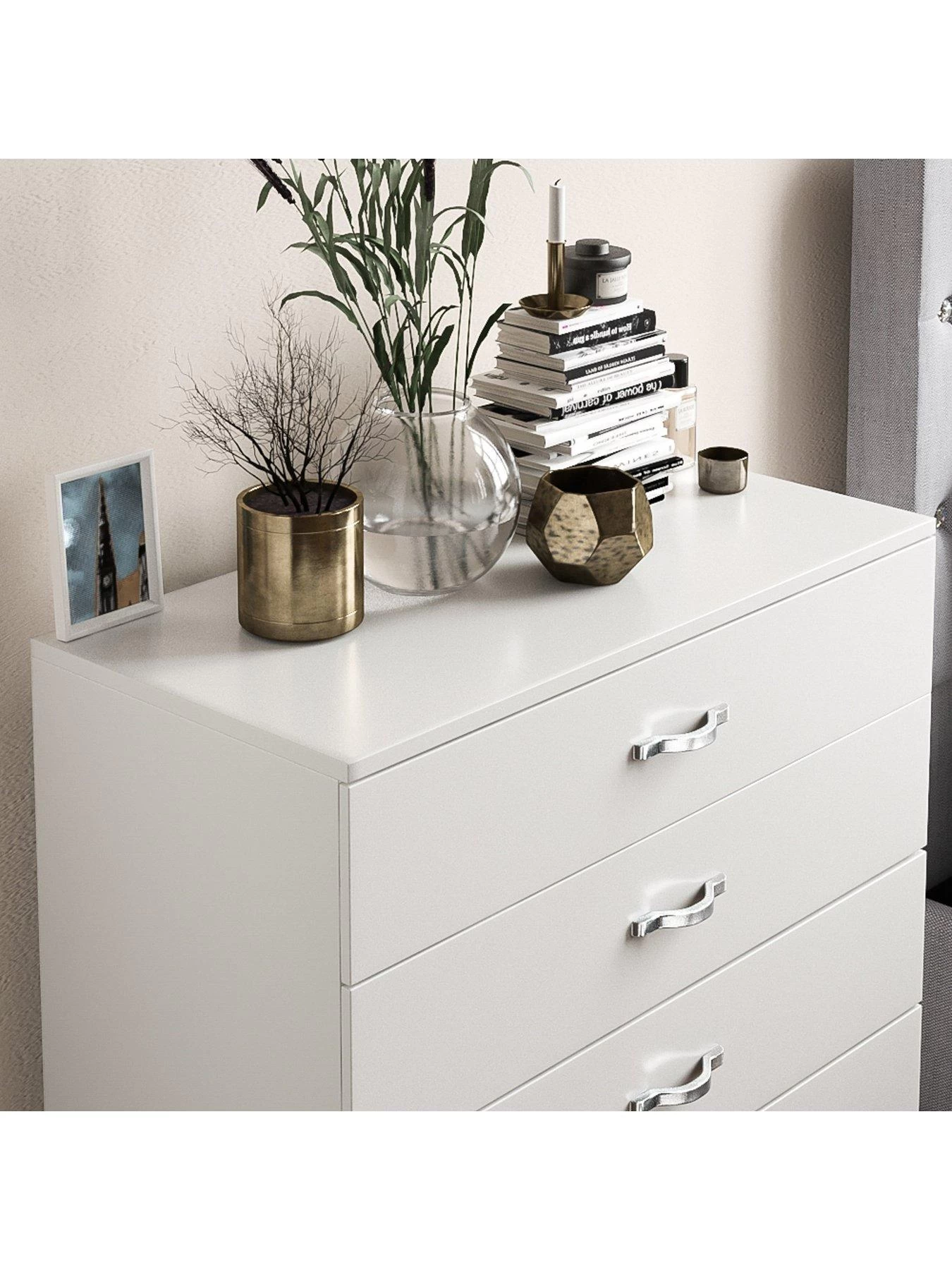 Vida Designs Hulio 5 Drawer Compact Chest - White 6 Vida Designs Hulio 5 Drawer Compact Chest - White - Image 4