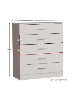 Vida Designs Hulio 5 Drawer Compact Chest - White 13 Vida Designs Hulio 5 Drawer Compact Chest - White -Home Comprehensive RVKEE SQ7 0000000013 WHITE DGy