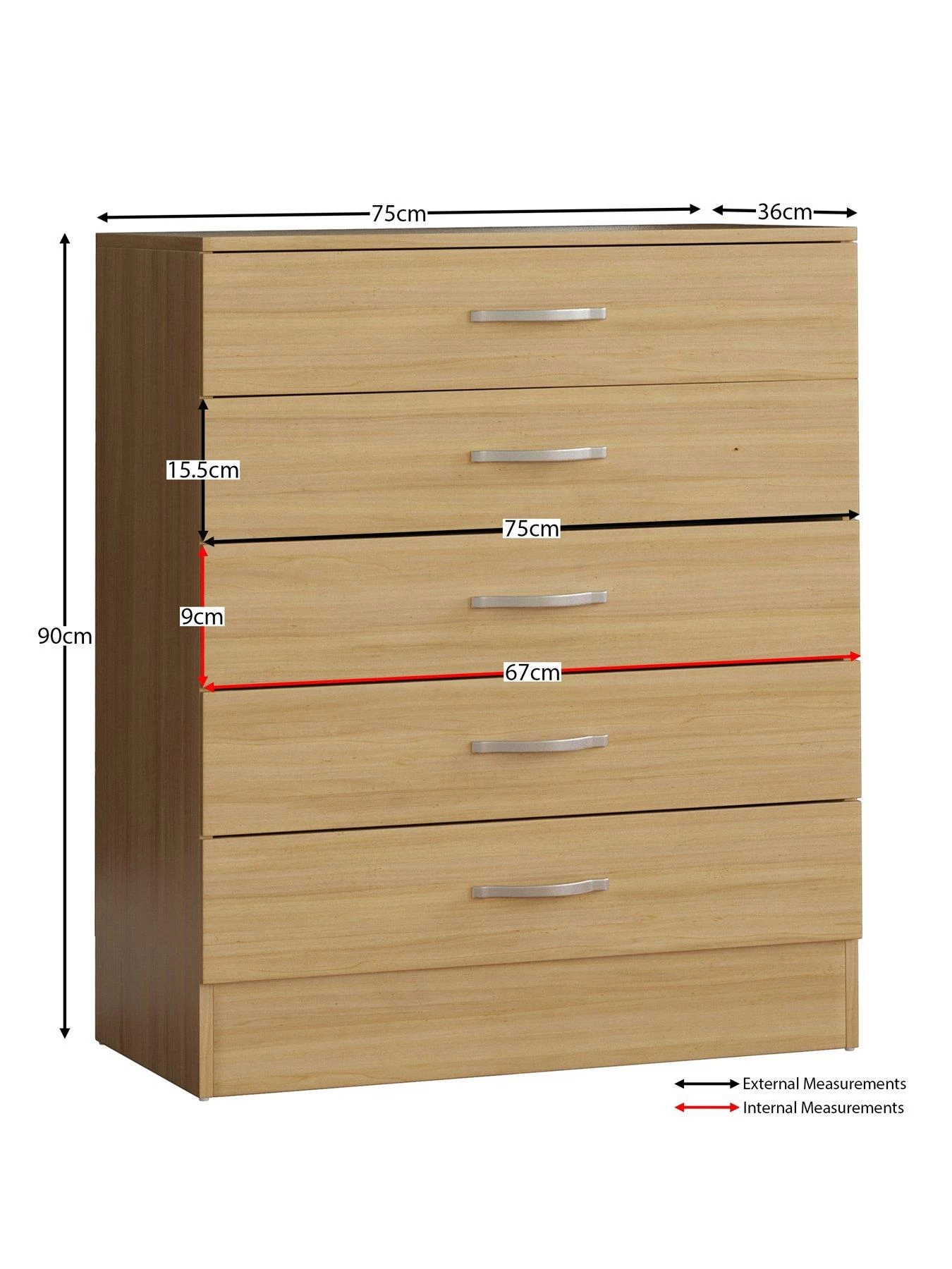 Vida Designs Hulio 5 Drawer Compact Chest - Pine 7 Vida Designs Hulio 5 Drawer Compact Chest - Pine - Image 5