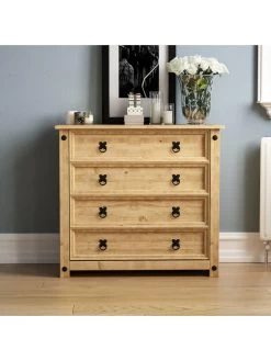 Vida Designs Corona Solid Pine Rustic 4 Drawer Chest 10 Vida Designs Corona Solid Pine Rustic 4 Drawer Chest -Home Comprehensive RVKEM SQ4 0000000138 RUSTIC OAK SLd