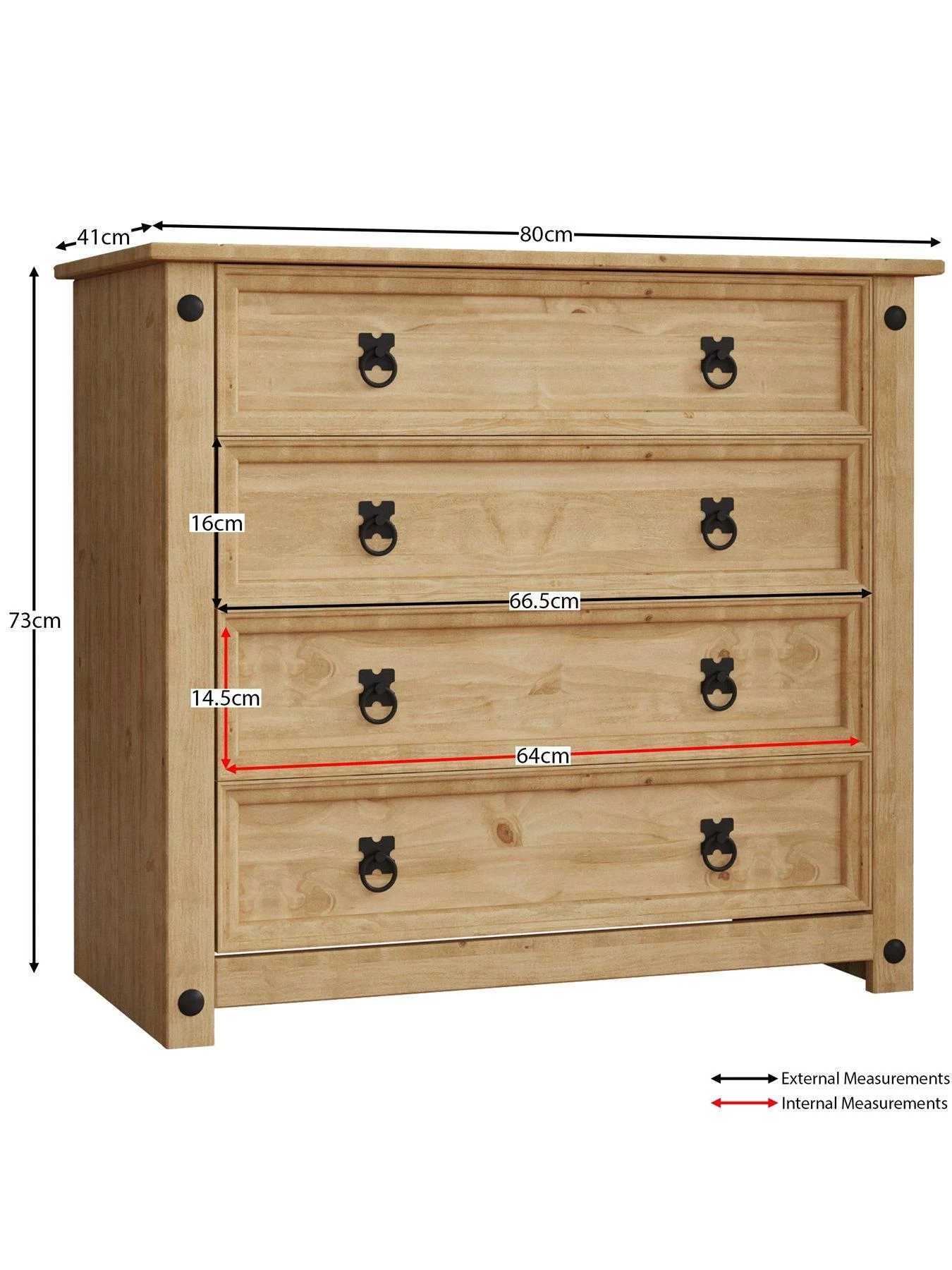 Vida Designs Corona Solid Pine Rustic 4 Drawer Chest 8 Vida Designs Corona Solid Pine Rustic 4 Drawer Chest - Image 6