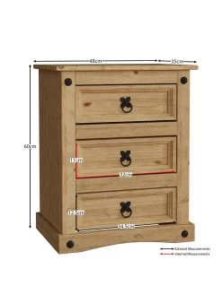 Vida Designs Corona 3 Drawer Bedside Chest 11 Vida Designs Corona 3 Drawer Bedside Chest -Home Comprehensive RVPCT SQ3 0000000006 OAK SLa