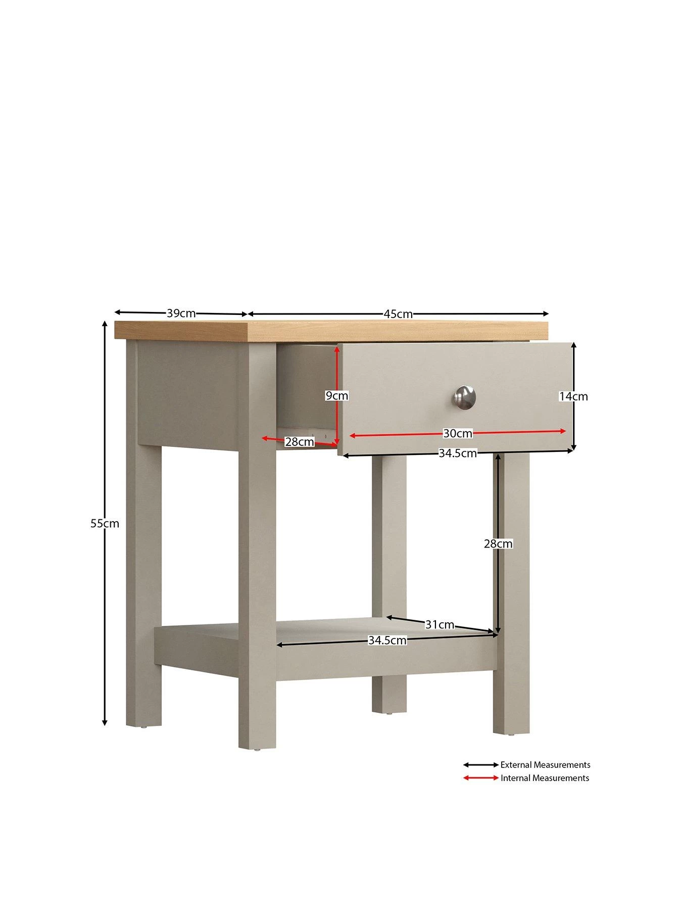 Vida Designs Arlington 1 Drawer Side Table - Grey 5 Vida Designs Arlington 1 Drawer Side Table - Grey - Image 3