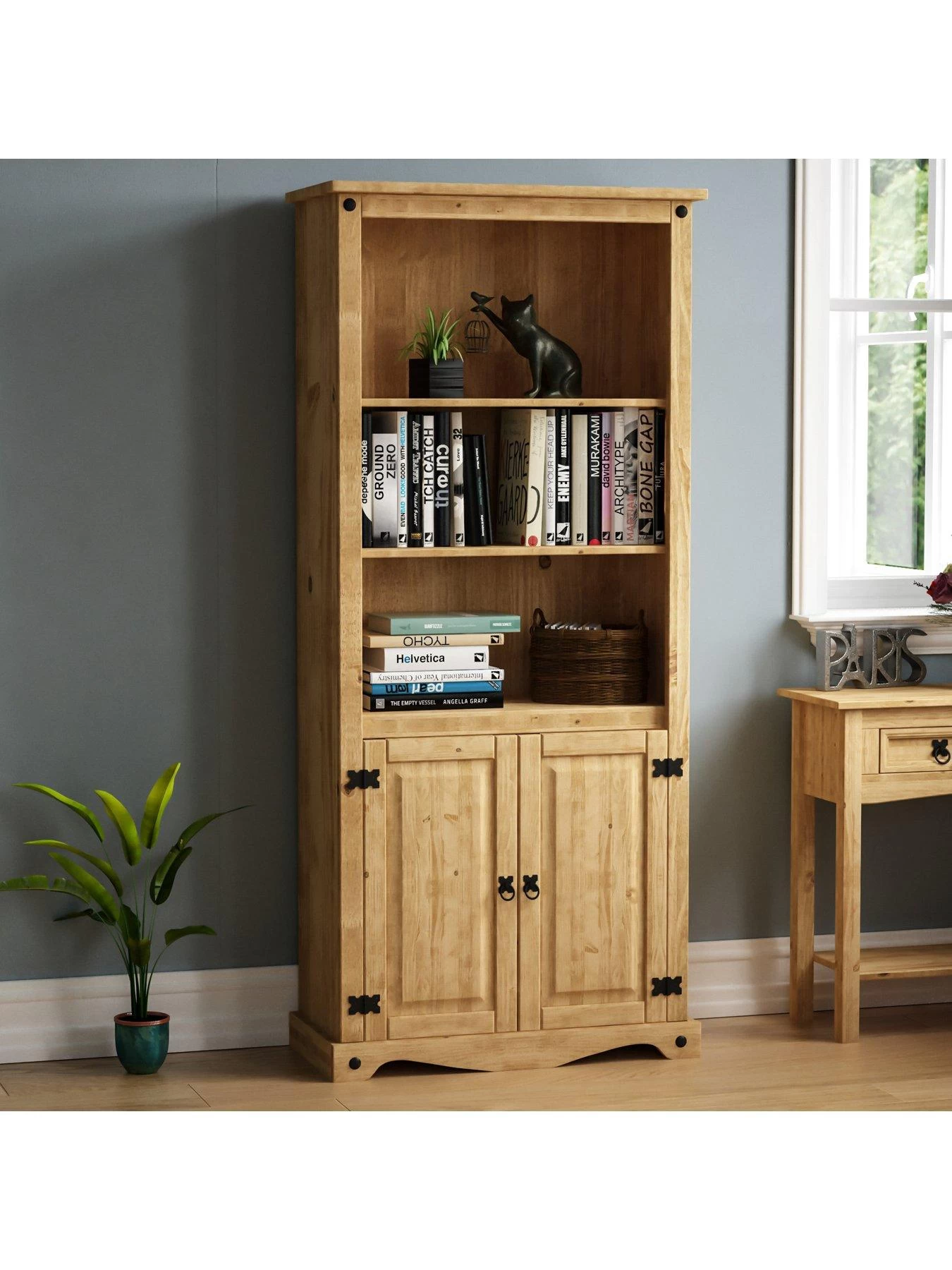 Vida Designs Corona Solid Pine 2 Door Bookcase 3 Vida Designs Corona Solid Pine 2 Door Bookcase