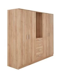 Everyday Panama 4 Door, 4 Drawer Combi Fitment Wardrobe With Mirror - FSC® Certified -Home Comprehensive T3XMY SQ3 0000000006 OAK SLa
