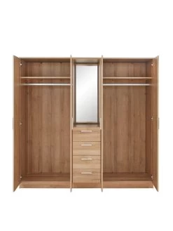 Everyday Panama 4 Door, 4 Drawer Combi Fitment Wardrobe With Mirror - FSC® Certified -Home Comprehensive T3XMY SQ4 0000000006 OAK SLd