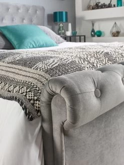 Aspire Chesterfield Fabric Storage Bed -Home Comprehensive T4QAJ SQ6 0000000005 GREY SLd3