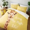Catherine Lansfield Giraffe King Size Duvet Cover Set - Yellow -Home Comprehensive TEJJG SQ1 0000000029 MULTI RSr