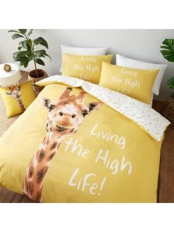 Catherine Lansfield Giraffe King Size Duvet Cover Set - Yellow
