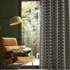 Orla Kiely Linear Stem Lined Eyelet Curtains - Charcoal