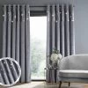 Catherine Lansfield Crushed Velvet Glamour Sequin Fully Lined Eyelet Curtains In Grey -Home Comprehensive TG9WA SQ1 0000000005 GREY SLf