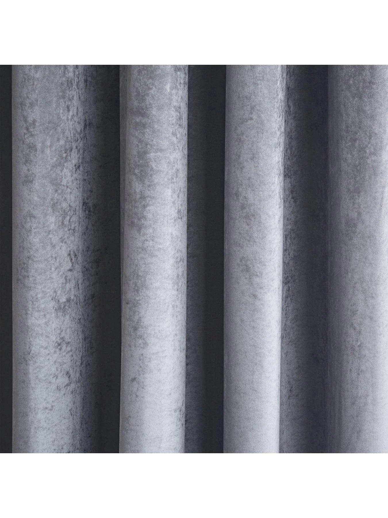 Catherine Lansfield Crushed Velvet Glamour Sequin Fully Lined Eyelet Curtains In Grey 5 Catherine Lansfield Crushed Velvet Glamour Sequin Fully Lined Eyelet Curtains In Grey - Image 3
