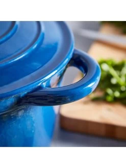 Tower Barbary & Oak 24 Cm Cast Iron Round Casserole - Blue -Home Comprehensive TGRPF SQ3 0000000020 BLUE SLd1
