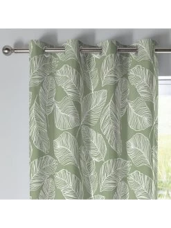 Fusion Matteo Eyelet Lined Curtains -Home Comprehensive TLMJW SQ3 0000000047 GREEN SLd1