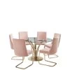 Very Home Alanna 130 Cm Glass Top Round Dining Table + 6 Chairs - Pink -Home Comprehensive TQYUA SQ1 0000000063 PINK SLf