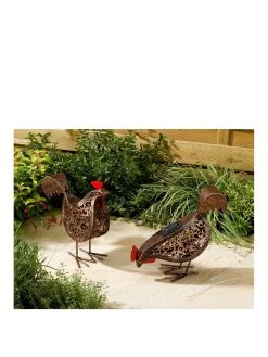 Smart Solar Solar Silhouette Hens Light Pair