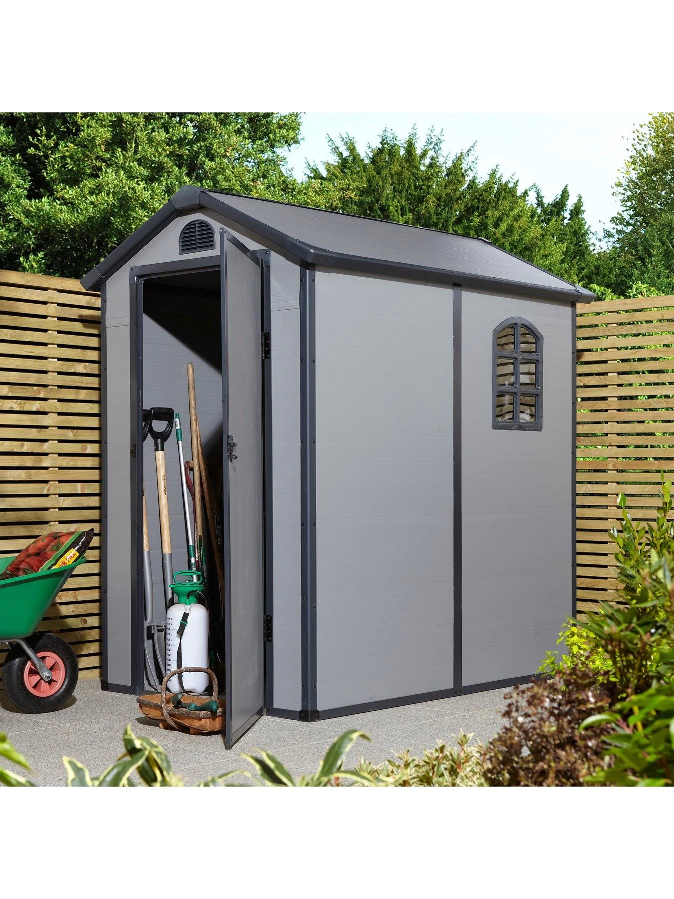 Rowlinson Airevale 4 X 6ft Apex Plastic Shed - Light Grey 4 Rowlinson Airevale 4 X 6ft Apex Plastic Shed - Light Grey - Image 2
