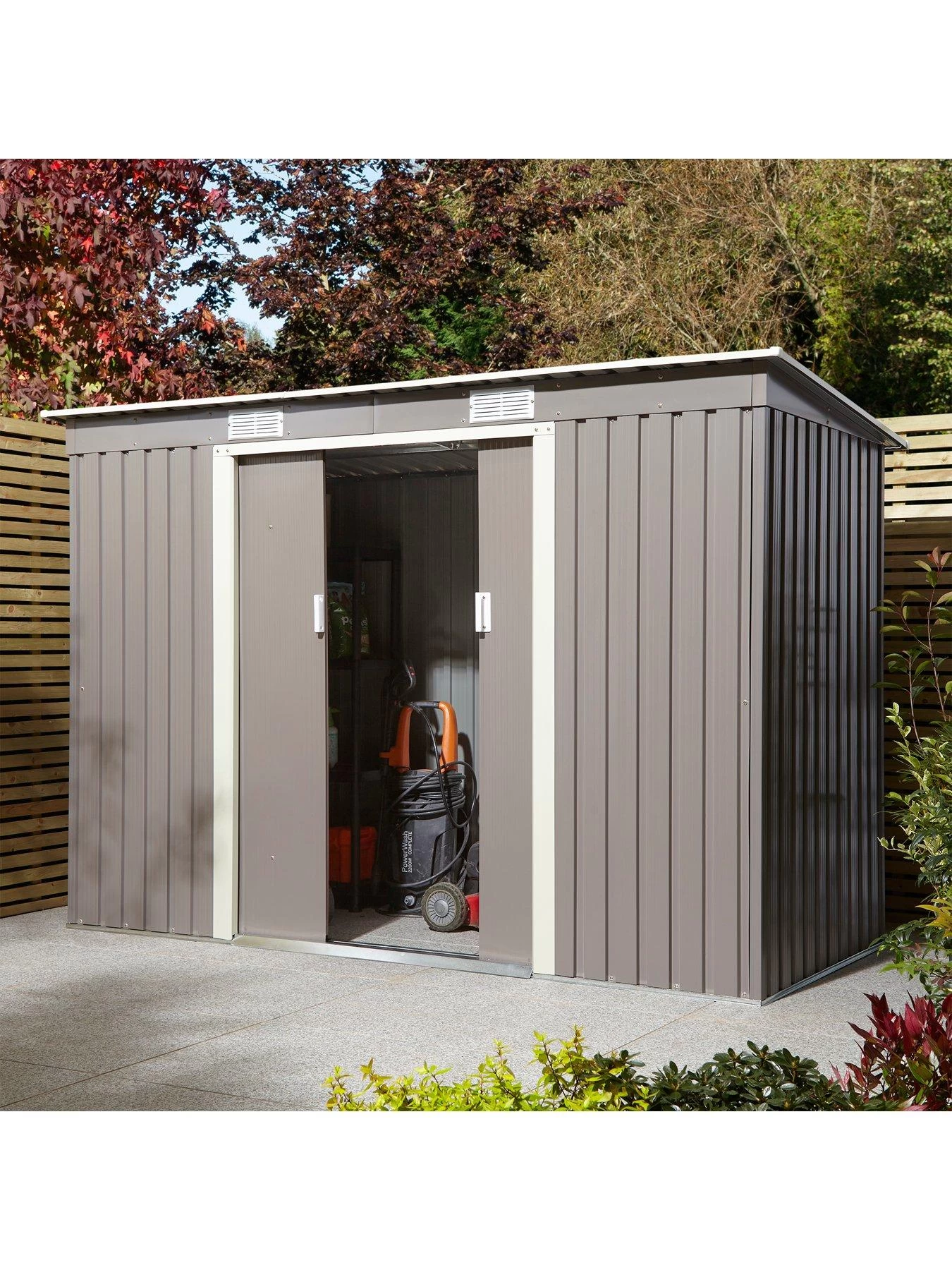 Rowlinson Trentvale 8 X 4ft Metal Pent Shed - Light Grey 4 Rowlinson Trentvale 8 X 4ft Metal Pent Shed - Light Grey - Image 2