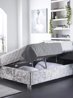 Aspire Crushed Velvet Side Opening Ottoman Storage Bed Bed -Home Comprehensive U4ACR SQ4 0000016414 STEEL CRUSHED VELVET SLd1