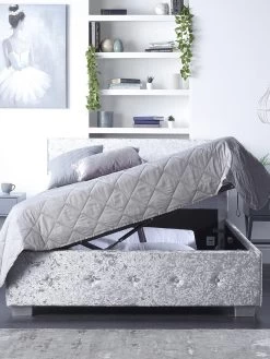Aspire Crushed Velvet Side Opening Ottoman Storage Bed Bed -Home Comprehensive U4ACR SQ6 0000016414 STEEL CRUSHED VELVET SLd3