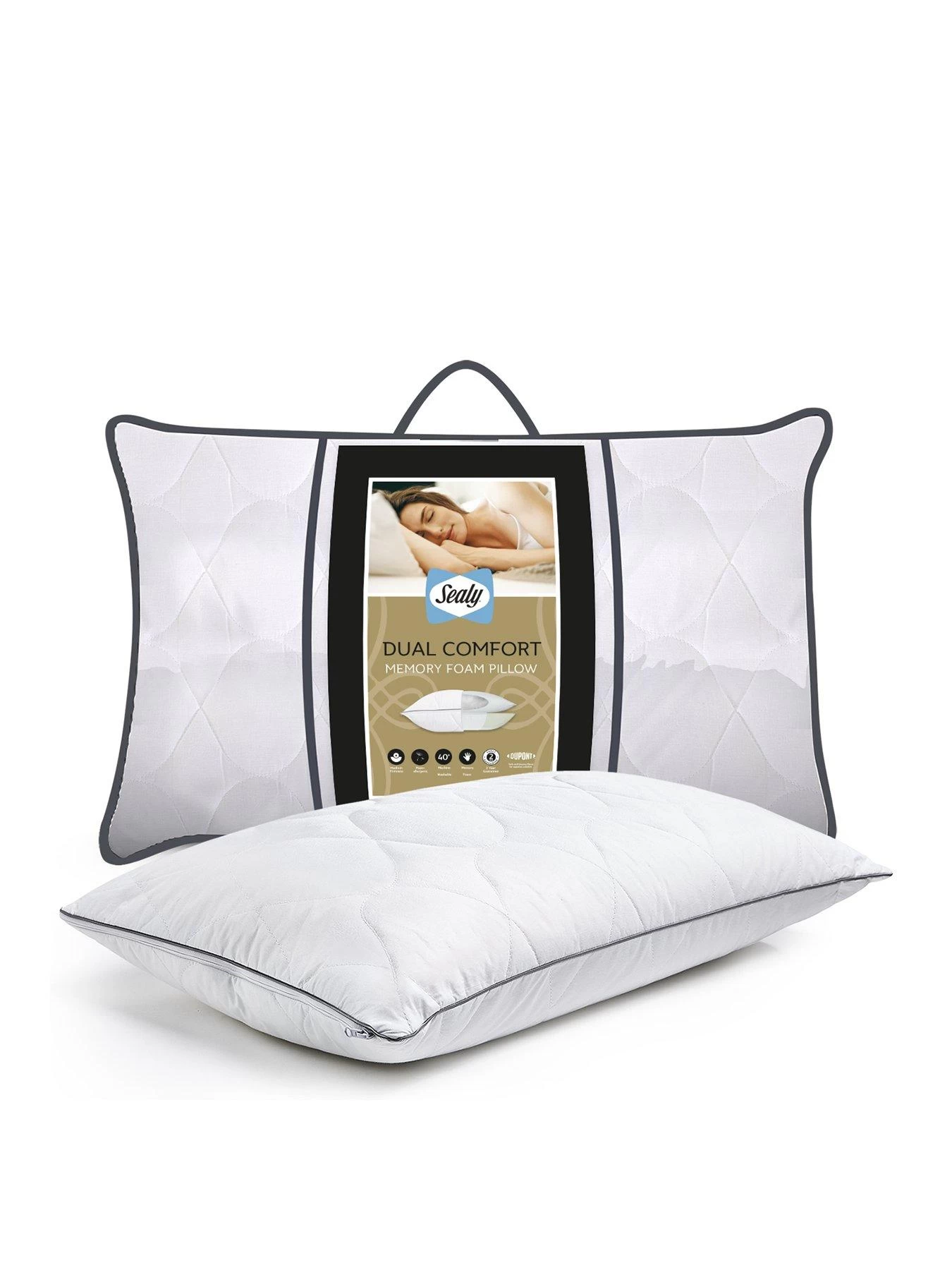 Sealy Dual Comfort Memory Foam Pillow - White 3 Sealy Dual Comfort Memory Foam Pillow - White