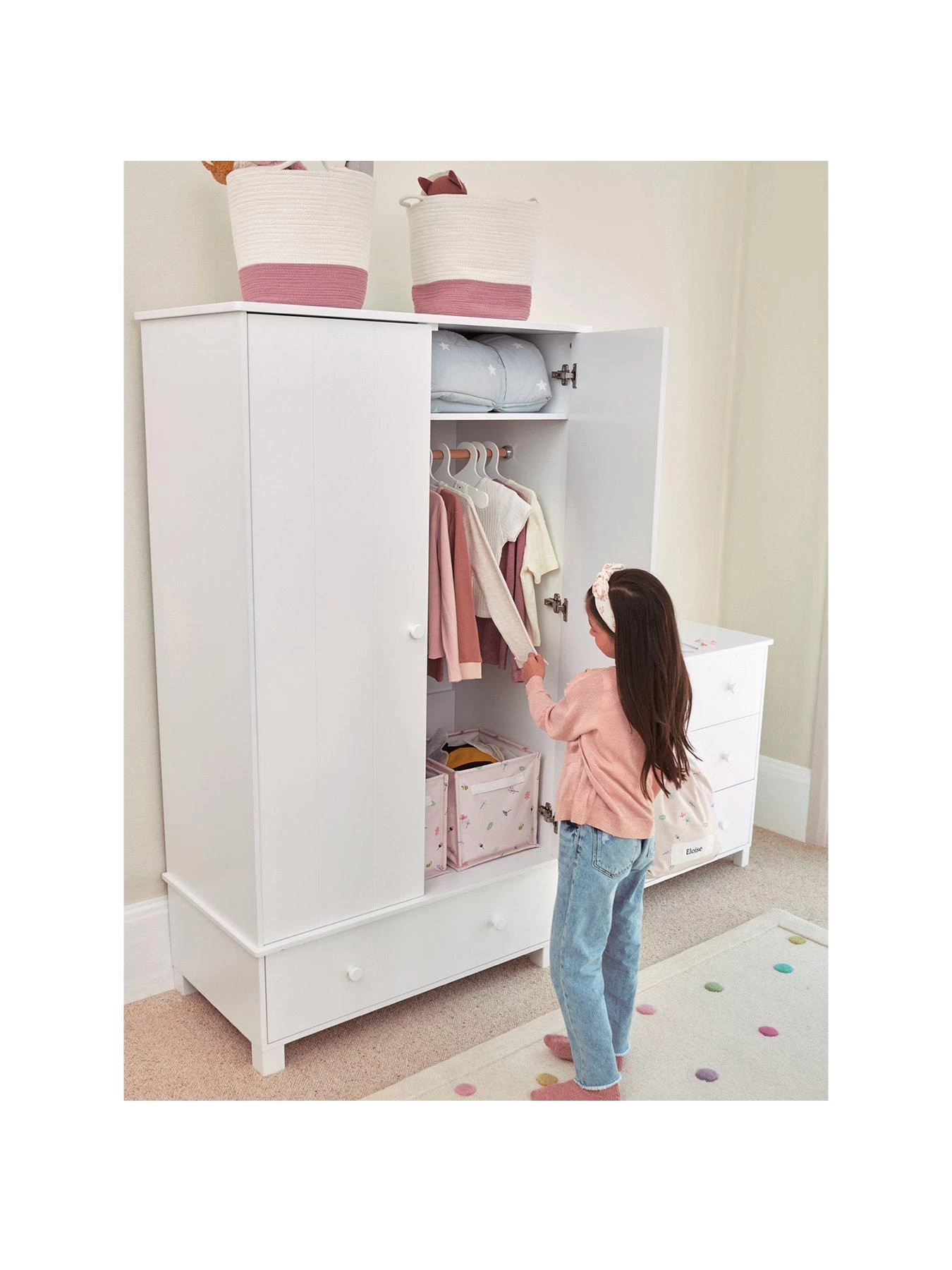 Great Little Trading Co. Lulworth 2 Door, 1 Drawer Kids Wardrobe - White 5 Great Little Trading Co. Lulworth 2 Door, 1 Drawer Kids Wardrobe - White - Image 3