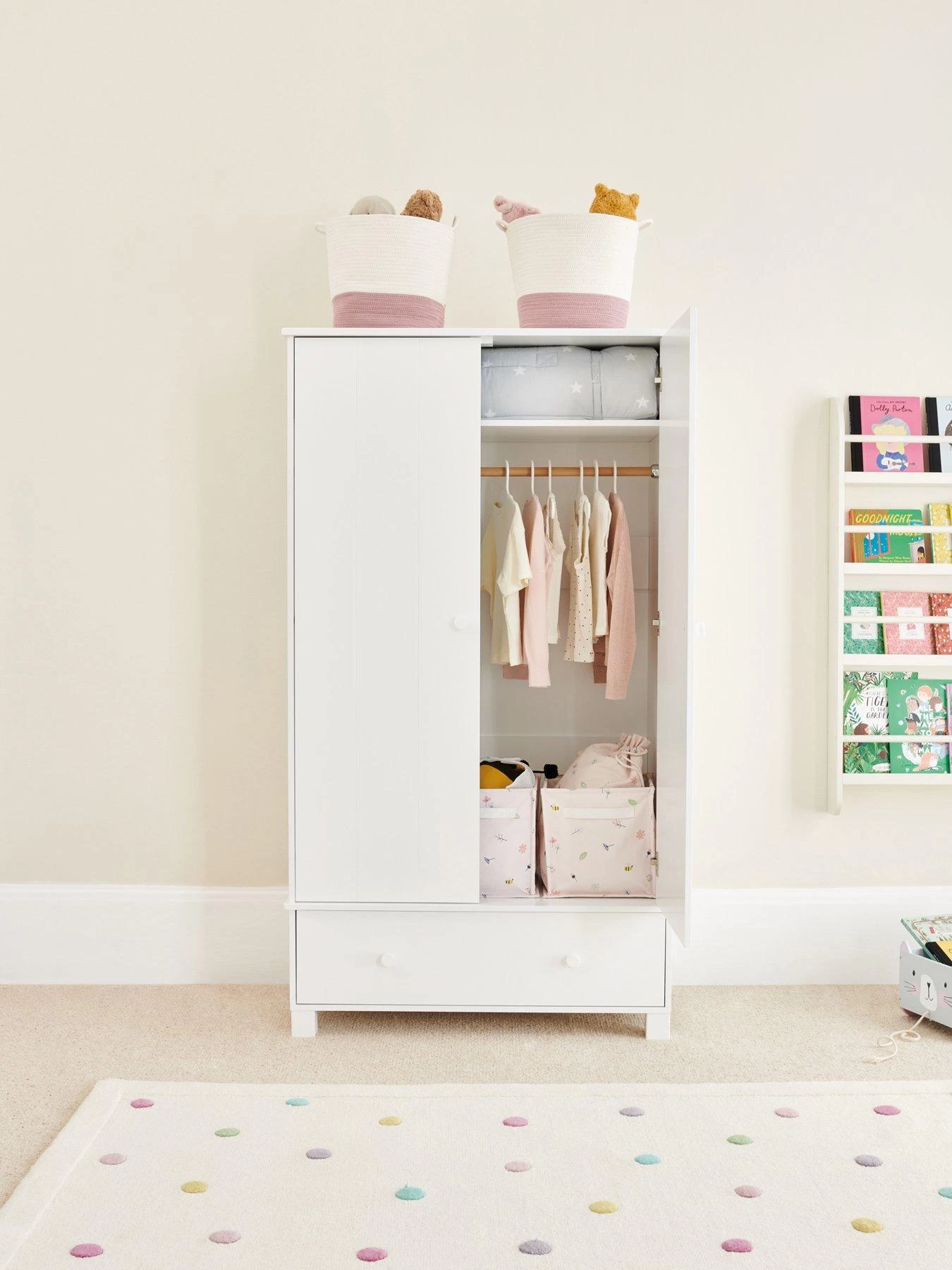 Great Little Trading Co. Lulworth 2 Door, 1 Drawer Kids Wardrobe - White 6 Great Little Trading Co. Lulworth 2 Door, 1 Drawer Kids Wardrobe - White - Image 4