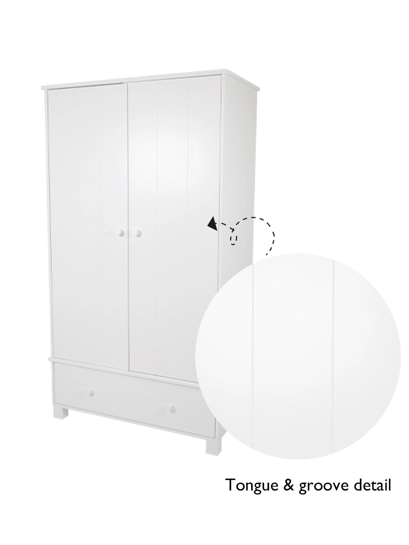 Great Little Trading Co. Lulworth 2 Door, 1 Drawer Kids Wardrobe - White 8 Great Little Trading Co. Lulworth 2 Door, 1 Drawer Kids Wardrobe - White - Image 6