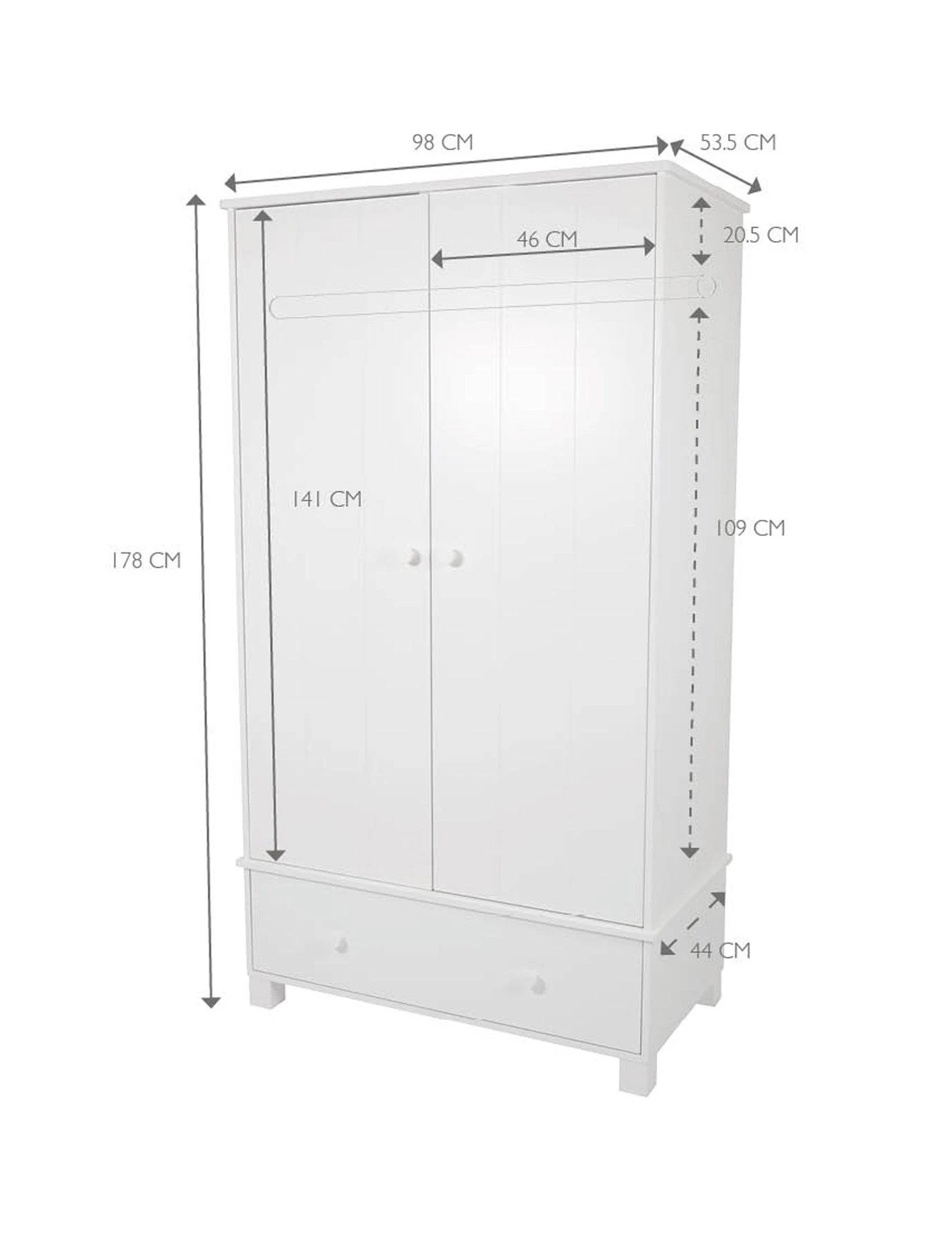 Great Little Trading Co. Lulworth 2 Door, 1 Drawer Kids Wardrobe - White 9 Great Little Trading Co. Lulworth 2 Door, 1 Drawer Kids Wardrobe - White - Image 7