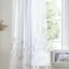 Catherine Lansfield Meadowsweet Floral Tab Top Sheer Curtain Panel - White 2 Catherine Lansfield Meadowsweet Floral Tab Top Sheer Curtain Panel - White -Home Comprehensive UFWXU SQ1 0000000013 WHITE SLf