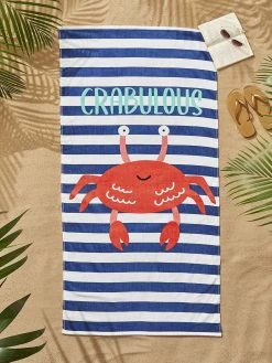 Catherine Lansfield Crabulous Beach Towel -Home Comprehensive UHQG9 SQ3 0000000063 PINK SLd1