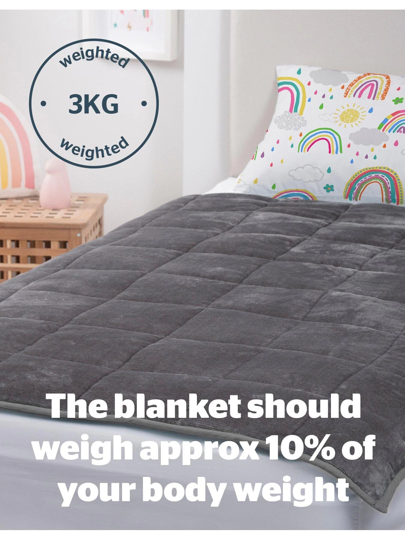 Silentnight Wellbeing Weighted Blanket 3kg - Grey 7 Silentnight Wellbeing Weighted Blanket 3kg - Grey - Image 5