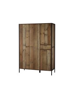 LPD Furniture Hoxton 4 Door, 1 Drawer Wardrobe -Home Comprehensive UM3A3 SQ4 0000004181 OAK BLACK SLd