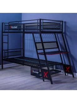 X Rocker Armada Dual Bunk Bed With Gaming Desk -Home Comprehensive UNNVC SQ7 0000000004 BLACK DGy