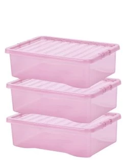 Wham Set Of 3 Pink Crystal 32-Litre Plastic Storage Boxes 8 Wham Set Of 3 Pink Crystal 32-Litre Plastic Storage Boxes -Home Comprehensive UPFU8 SQ3 0000000063 PINK SLd1