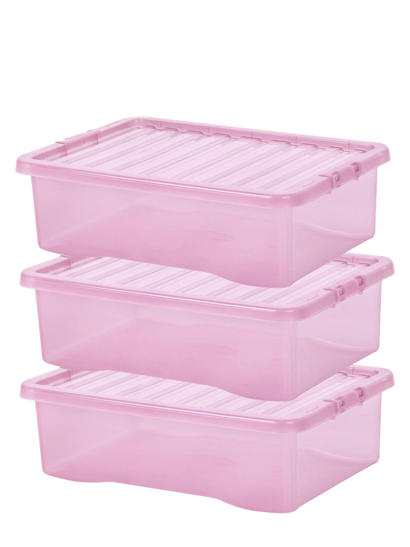Wham Set Of 3 Pink Crystal 32-Litre Plastic Storage Boxes 5 Wham Set Of 3 Pink Crystal 32-Litre Plastic Storage Boxes - Image 3