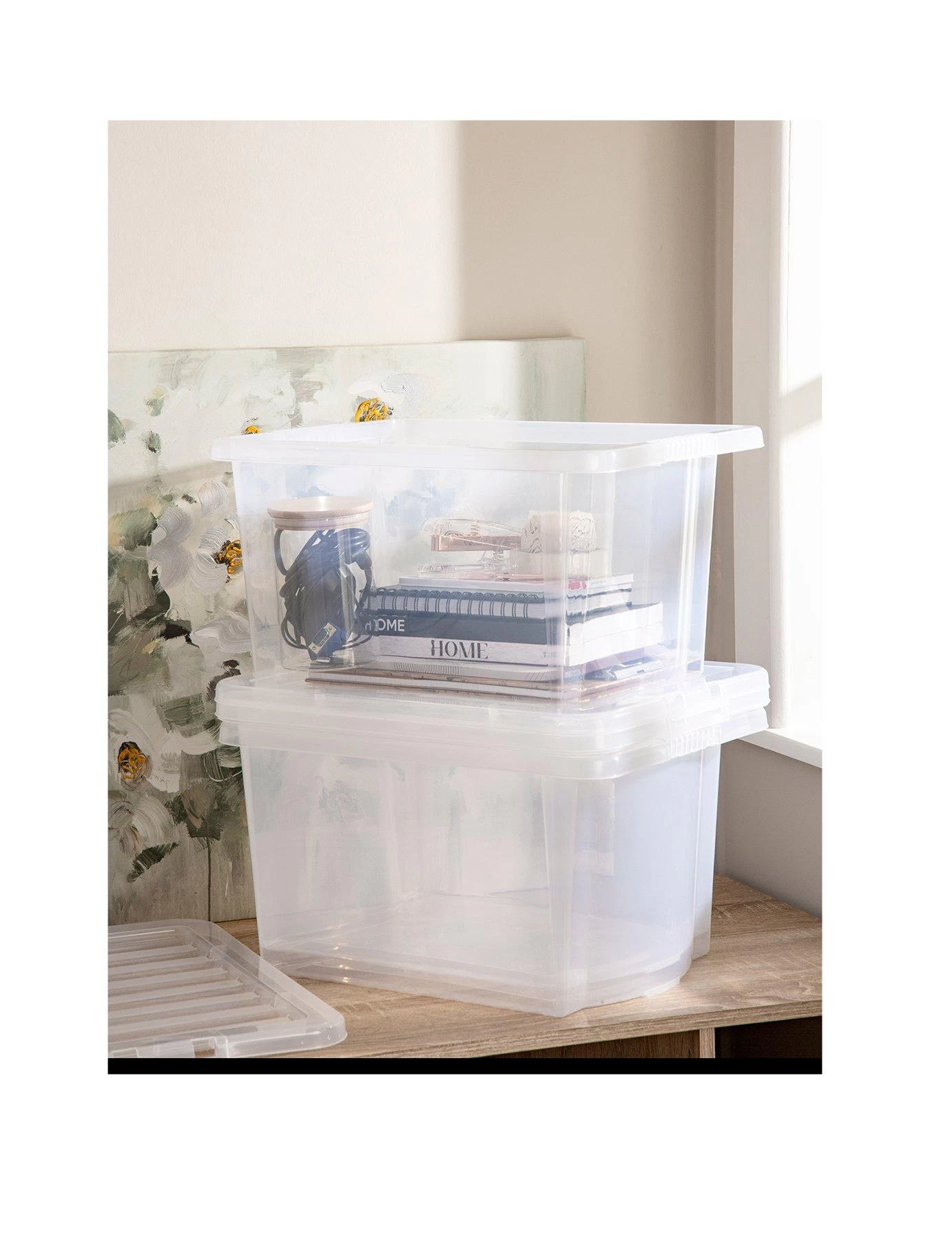 Wham Set Of 3 Clear Crystal 28-Litre Plastic Storage Boxes 3 Wham Set Of 3 Clear Crystal 28-Litre Plastic Storage Boxes