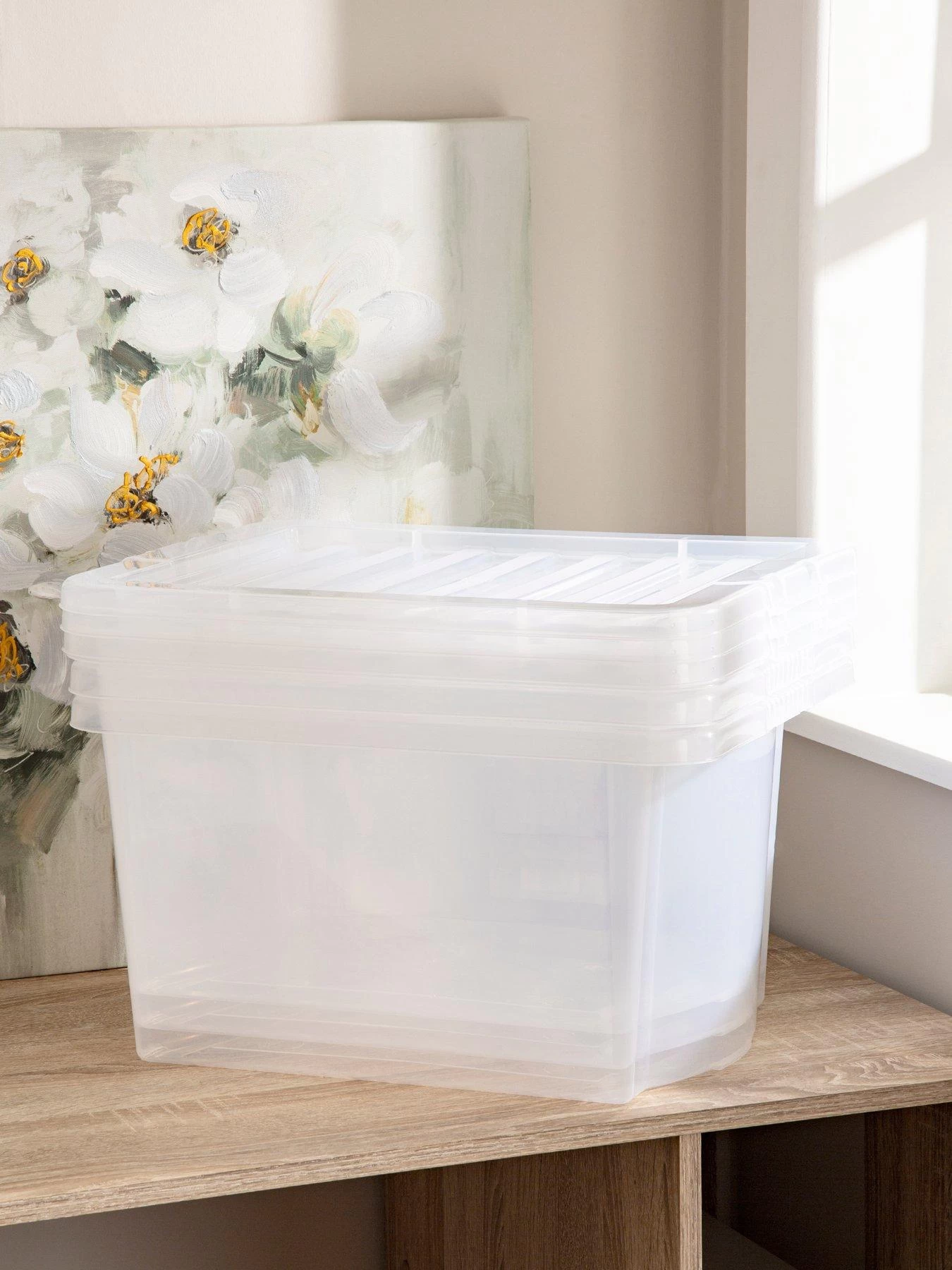 Wham Set Of 3 Clear Crystal 28-Litre Plastic Storage Boxes 4 Wham Set Of 3 Clear Crystal 28-Litre Plastic Storage Boxes - Image 2