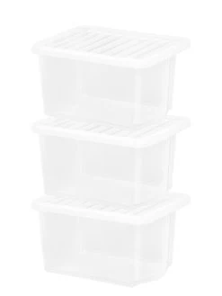 Wham Set Of 3 Clear Crystal 28-Litre Plastic Storage Boxes 8 Wham Set Of 3 Clear Crystal 28-Litre Plastic Storage Boxes -Home Comprehensive UPFYZ SQ3 0000000647 CLEAR SLd1