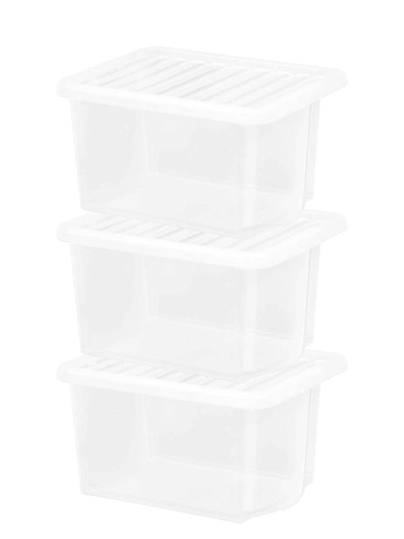 Wham Set Of 3 Clear Crystal 28-Litre Plastic Storage Boxes 5 Wham Set Of 3 Clear Crystal 28-Litre Plastic Storage Boxes - Image 3