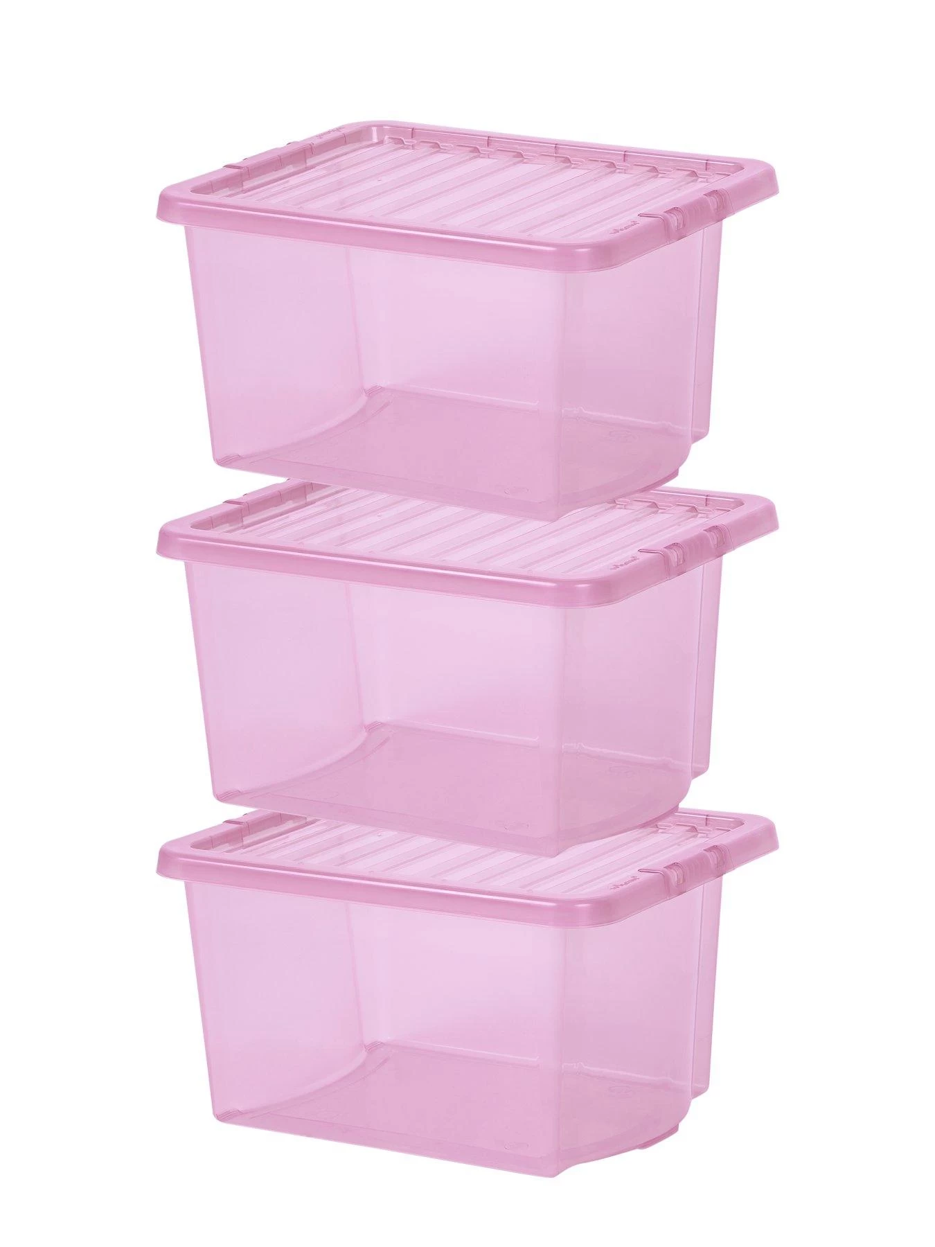 Wham Set Of 3 Pink Crystal 28-Litre Plastic Storage Boxes 5 Wham Set Of 3 Pink Crystal 28-Litre Plastic Storage Boxes - Image 3