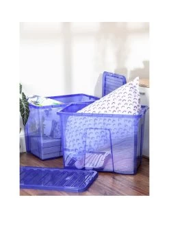 Wham Set Of 2 Blue Crystal 80 Litre Plastic Storage Boxes 