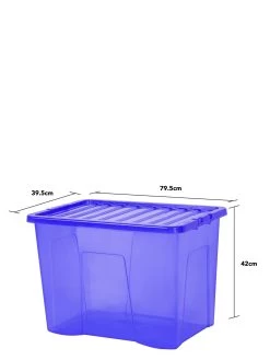 Wham Set Of 2 Blue Crystal 80 Litre Plastic Storage Boxes  -Home Comprehensive UPFZ5 SQ4 0000000020 BLUE SLd2